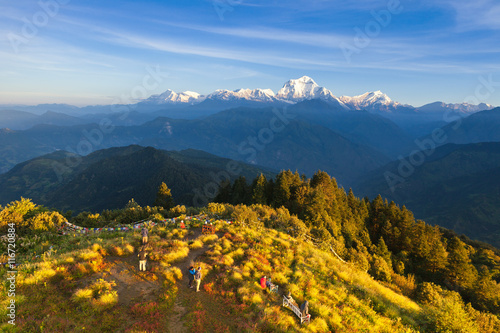 The alpine landscape from poon hill, Nepal photo