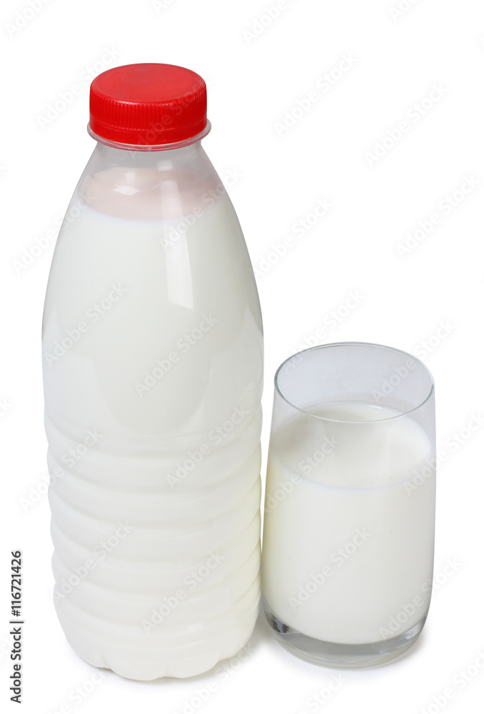 Glass bottle with milk on white background Glass bottle with milk on white background