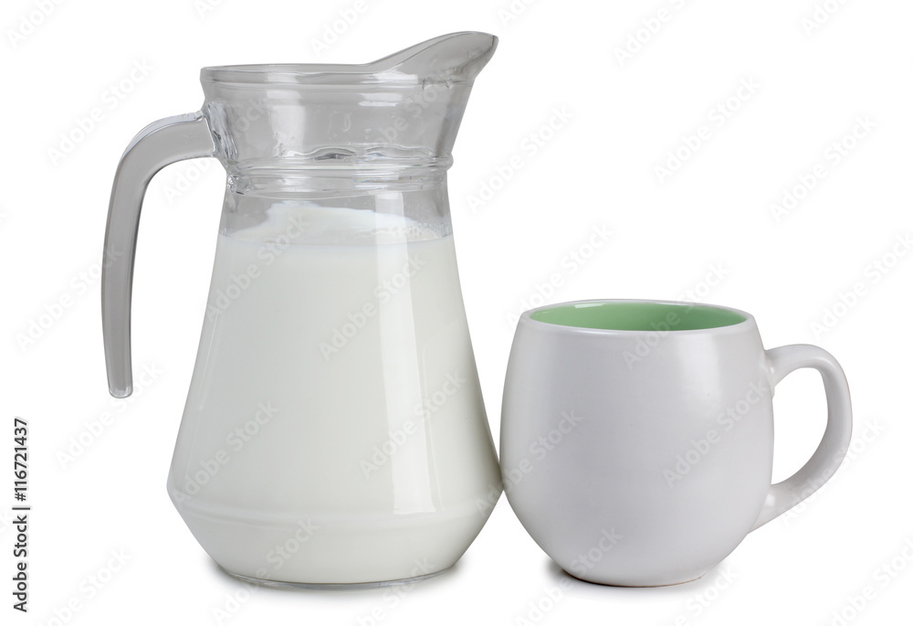 Glass bottle with milk on white background Glass bottle with milk on white background