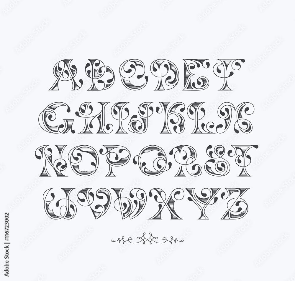 Vector graphical decorative font.