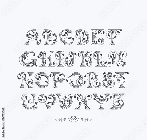 Vector graphical decorative font.
