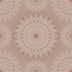 Foto auf Leinwand Mandala seamless pattern in boho style in monochrome colors  © svetazi