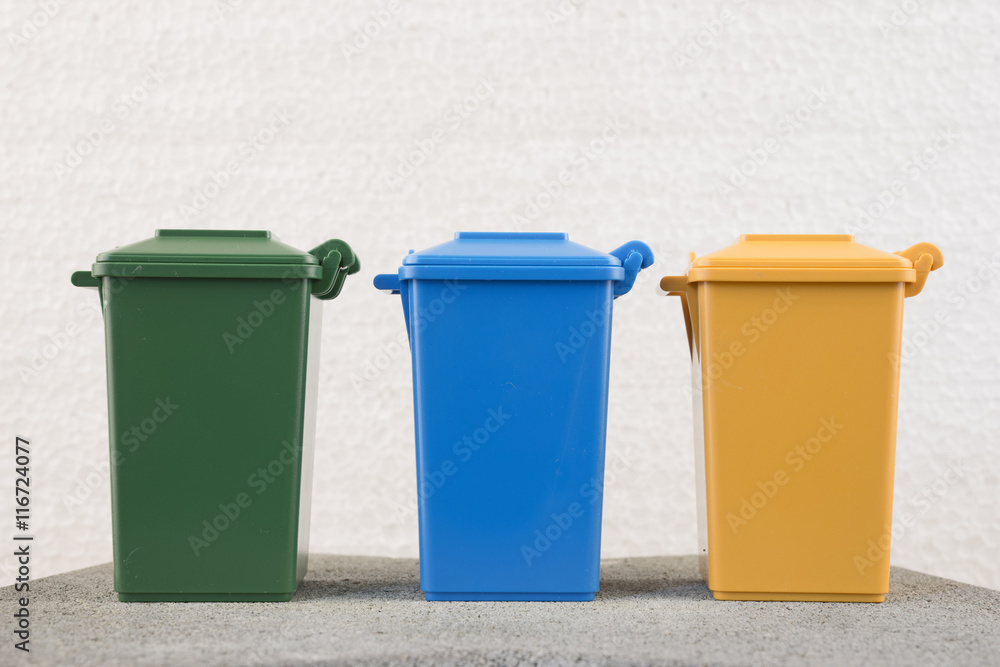 Set von Mülltonnen , Mülltrennung Konzept Set von Mülltonnen , Mülltrennung Konzept