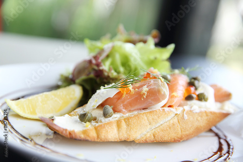 Canapes with smoked salmon and cream cheese