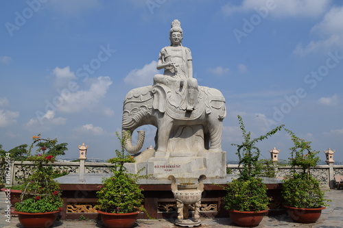 statue of buddha riding elephant in Chau Thoi temple in Binh Duong province  Vietnam