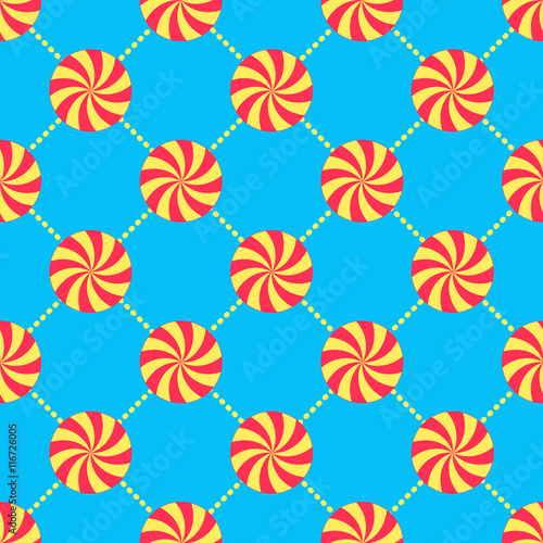 Colorful candies pattern  Seamless colorful pattern with abstract sweets  blue background