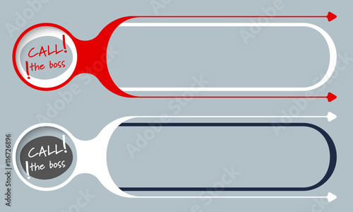 Two vector buttons for your text and the words call the boss