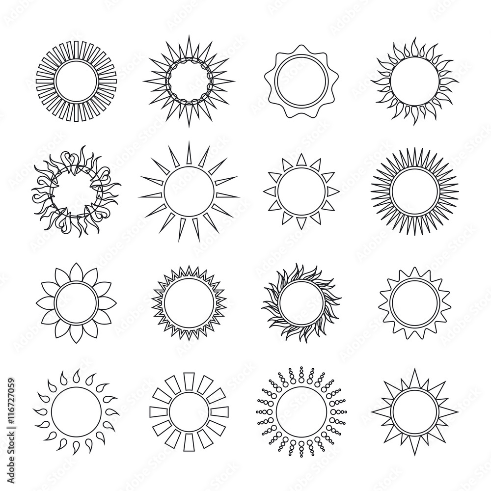 Sun Icons Collection Vector Set Sun Icons Collection Vector Set