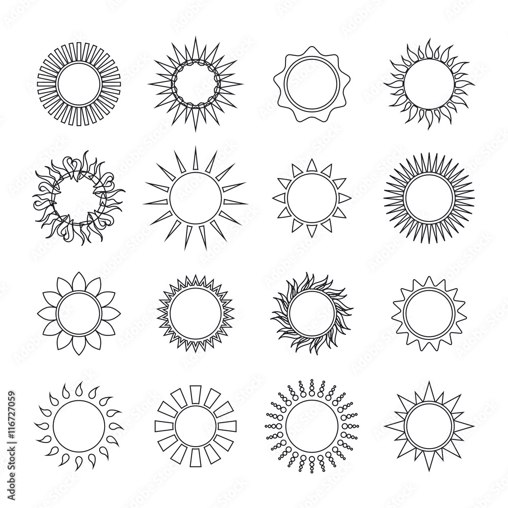 Sun Icons Collection Vector Set