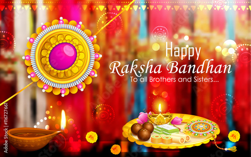 Decorated puja thali with rakhi for Raksha Bandhan