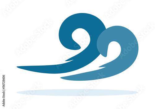 Fototapet Icon, logo Wave. Blue. Abstract, isolated.
