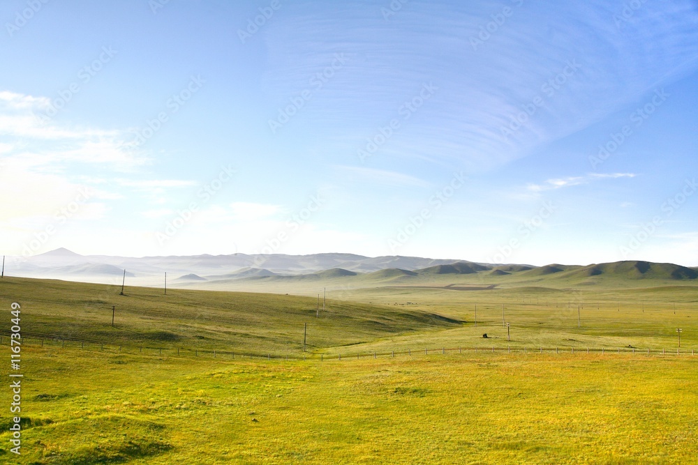 Obraz premium A view from the Trans-Siberian train at Ulaanbaatar , Mongolia