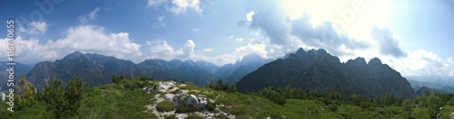 View from the peak of a mountain in Julian Alps, Italy 