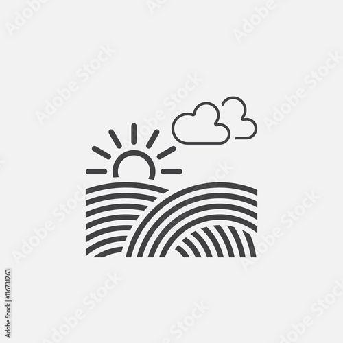 farm field line icon, outline vector logo illustration, linear pictogram isolated on white