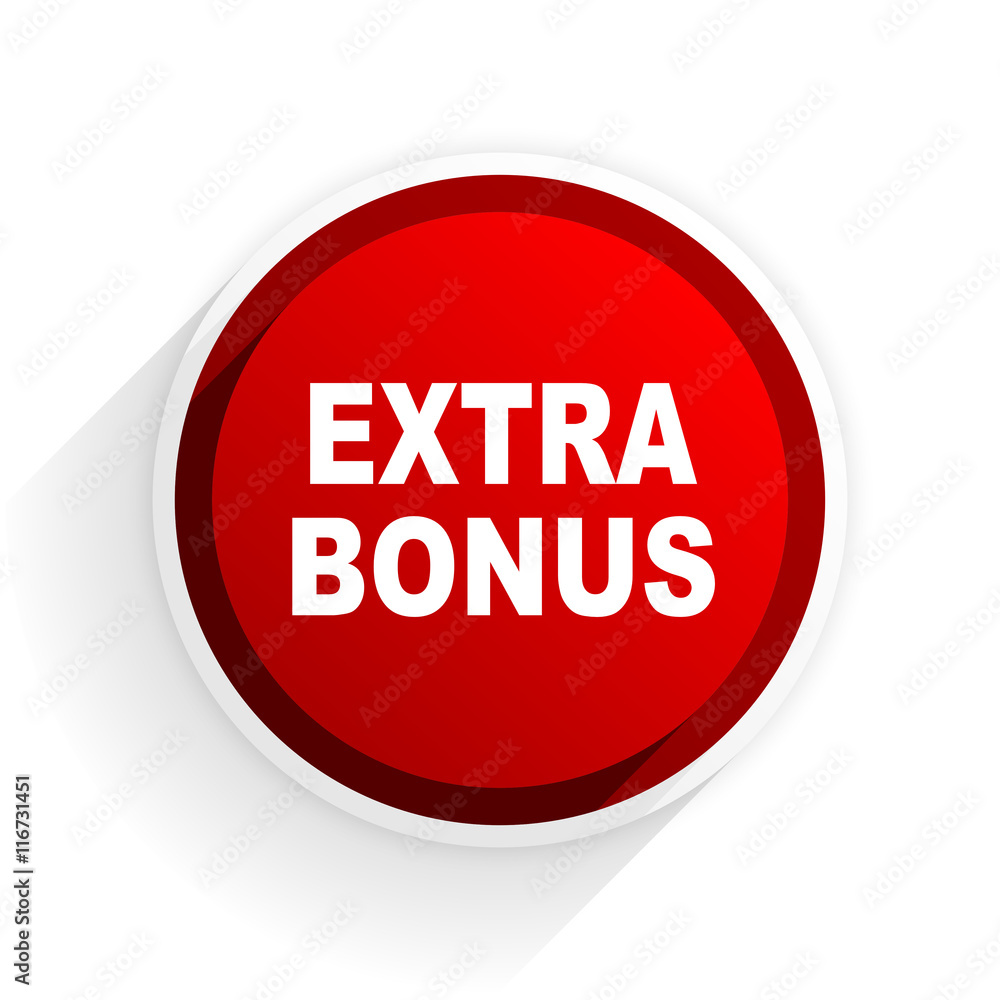extra bonus flat icon with shadow on white background, red modern design web element extra bonus flat icon with shadow on white background, red modern design web element