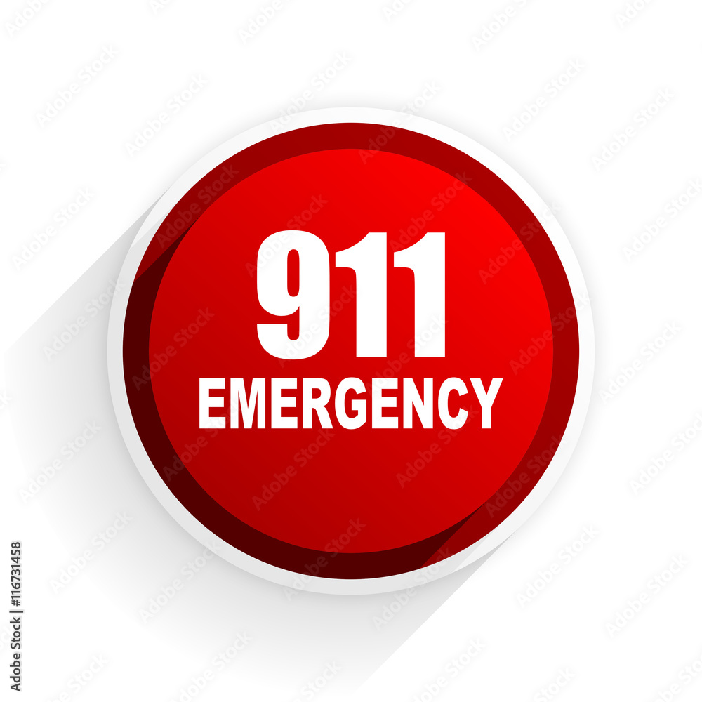 number emergency 911 flat icon with shadow on white background, red modern design web element number emergency 911 flat icon with shadow on white background, red modern design web element