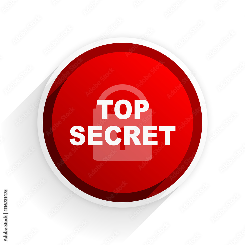 top seret flat icon with shadow on white background, red modern design web element top seret flat icon with shadow on white background, red modern design web element