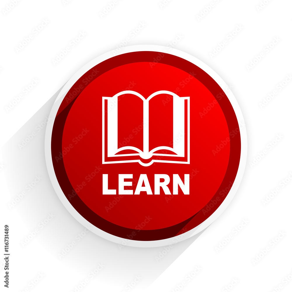 learn flat icon with shadow on white background, red modern design web element learn flat icon with shadow on white background, red modern design web element
