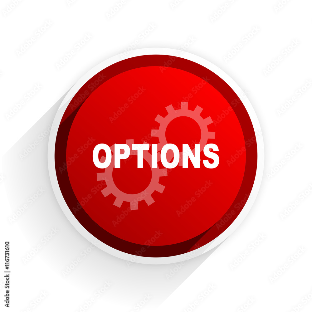 options flat icon with shadow on white background, red modern design web element options flat icon with shadow on white background, red modern design web element