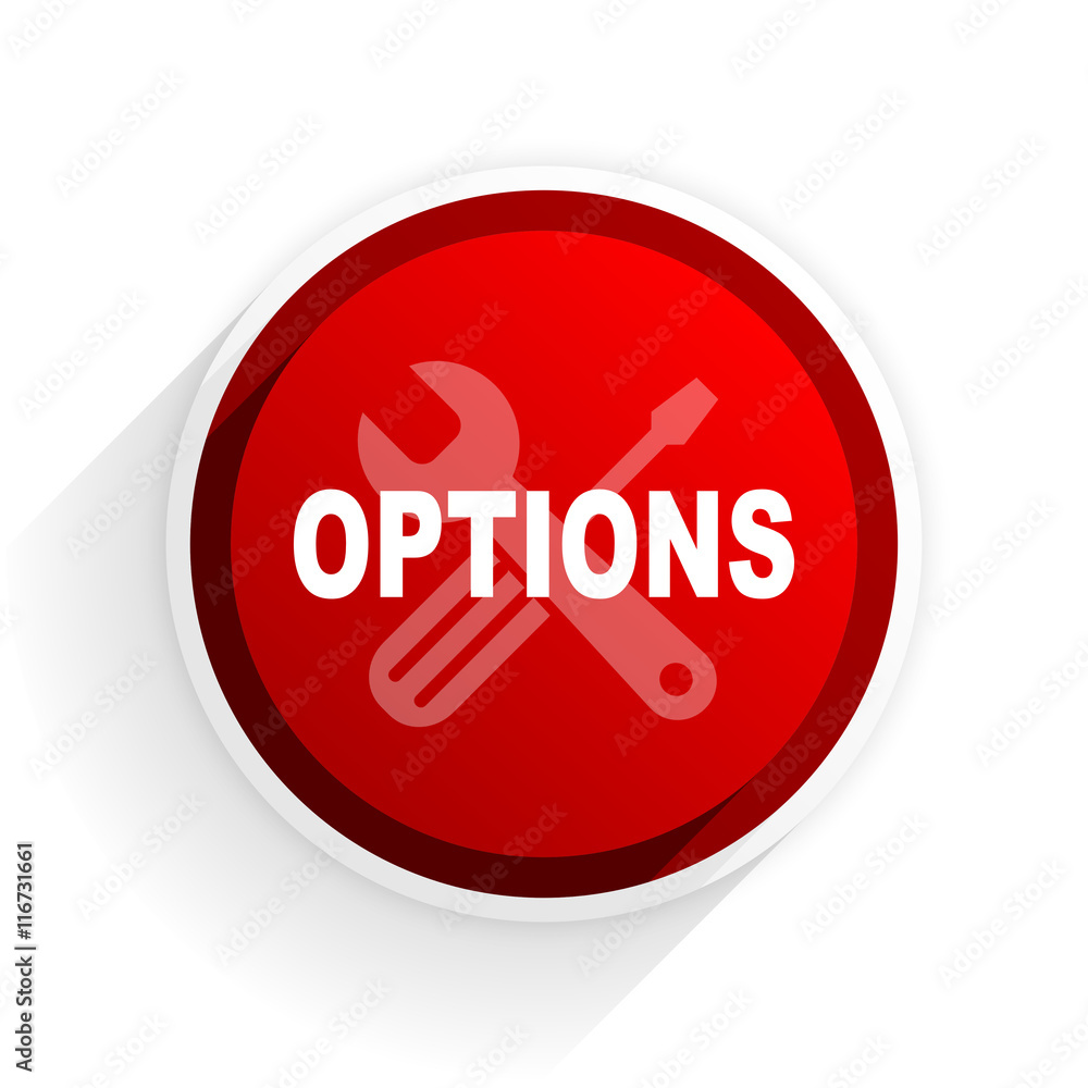 options flat icon with shadow on white background, red modern design web element options flat icon with shadow on white background, red modern design web element