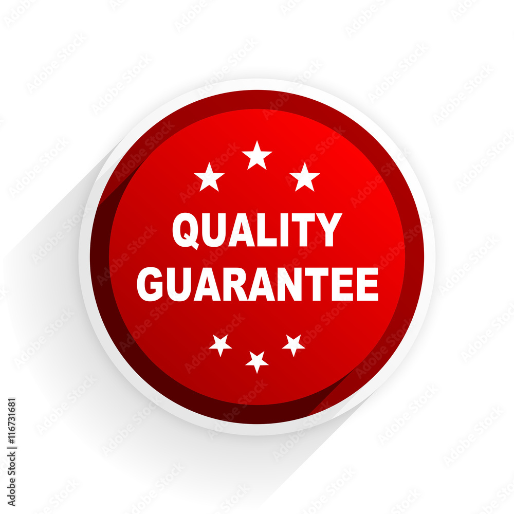 quality guarantee flat icon with shadow on white background, red modern design web element quality guarantee flat icon with shadow on white background, red modern design web element