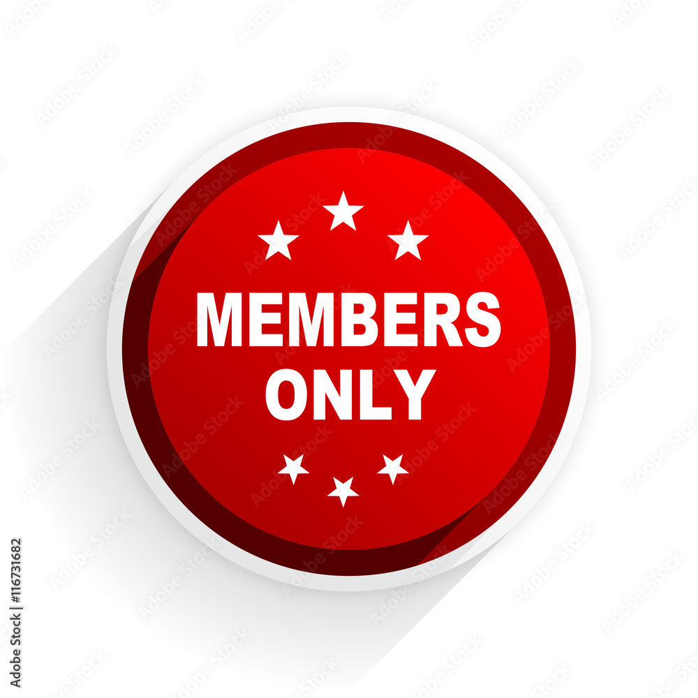 members only flat icon with shadow on white background, red modern design web element members only flat icon with shadow on white background, red modern design web element