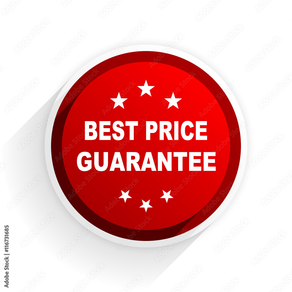 best price guarantee flat icon with shadow on white background, red modern design web element best price guarantee flat icon with shadow on white background, red modern design web element