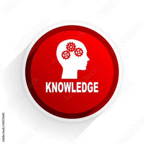 knowledge flat icon with shadow on white background, red modern design web element