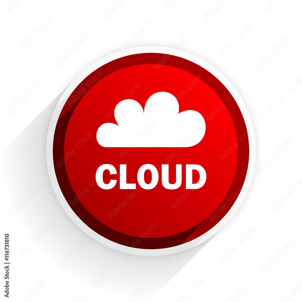 cloud flat icon with shadow on white background, red modern design web element cloud flat icon with shadow on white background, red modern design web element
