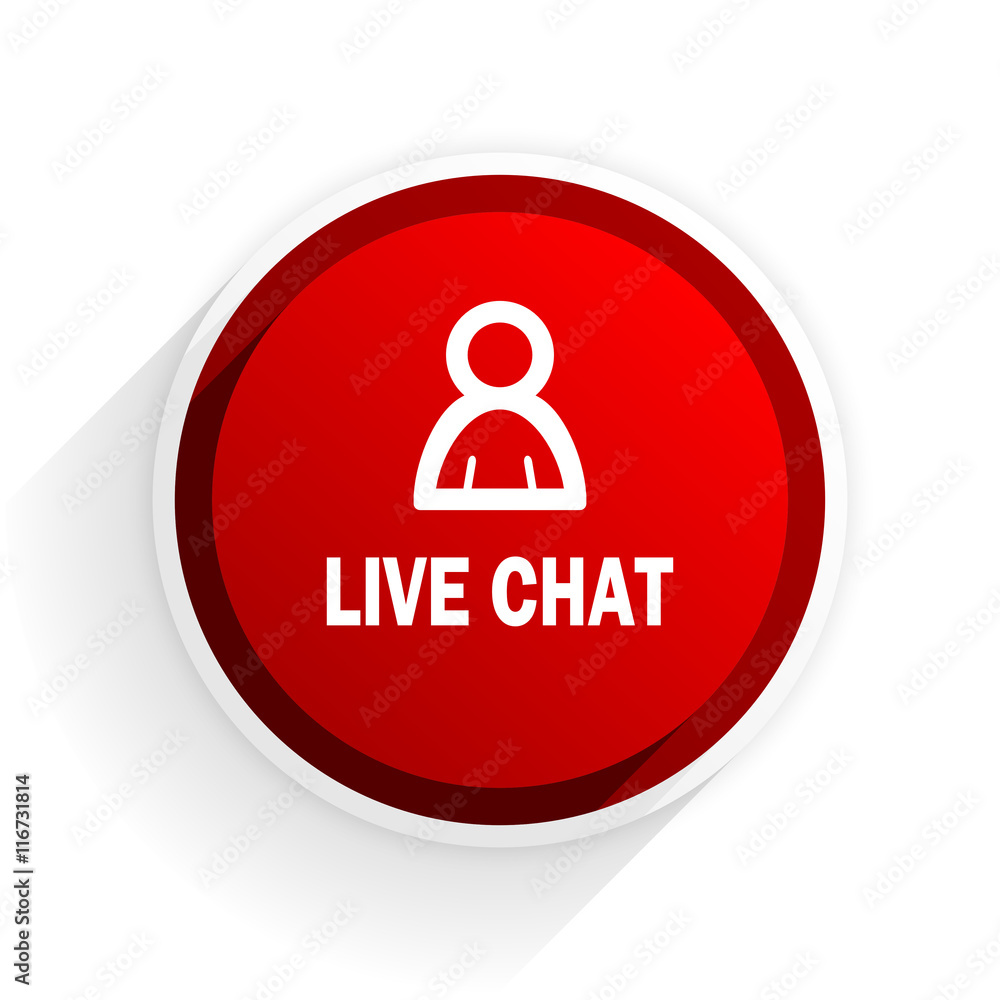 live chat flat icon with shadow on white background, red modern design web element live chat flat icon with shadow on white background, red modern design web element
