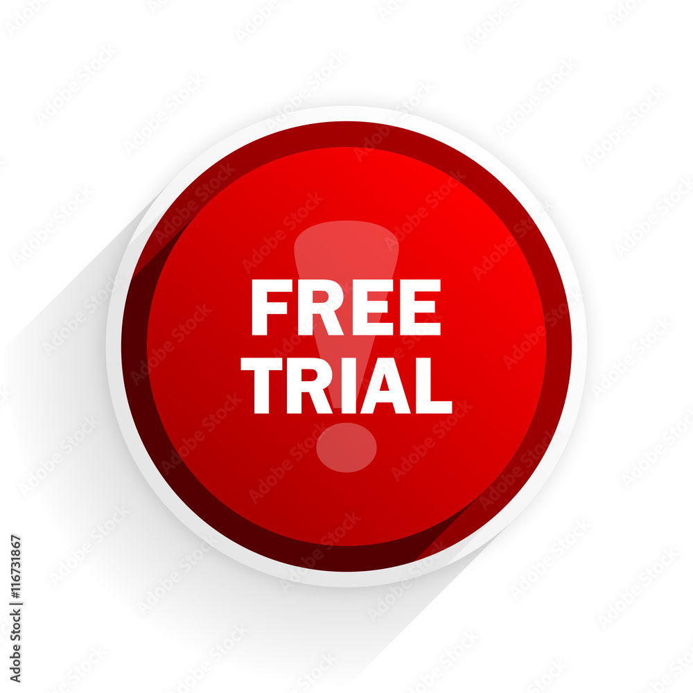 free trial flat icon with shadow on white background, red modern design web element free trial flat icon with shadow on white background, red modern design web element