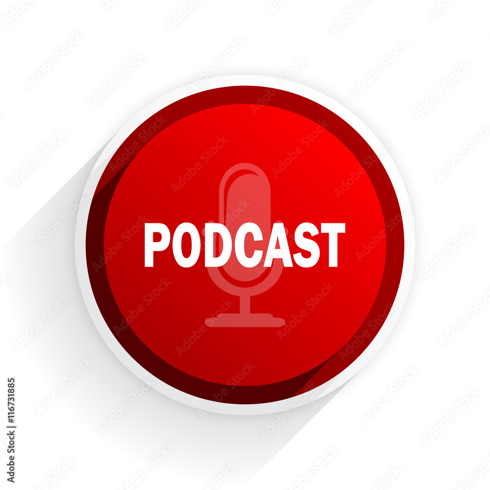 podcast flat icon with shadow on white background, red modern design web element podcast flat icon with shadow on white background, red modern design web element