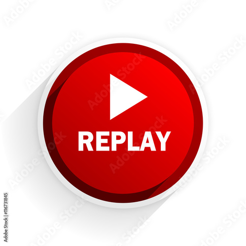 Free Download replay flat icon with shadow on white background, red modern design web element - GFXLoad