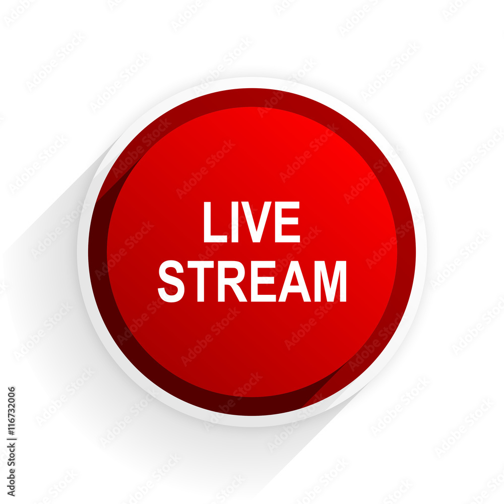 live stream flat icon with shadow on white background, red modern design web element live stream flat icon with shadow on white background, red modern design web element