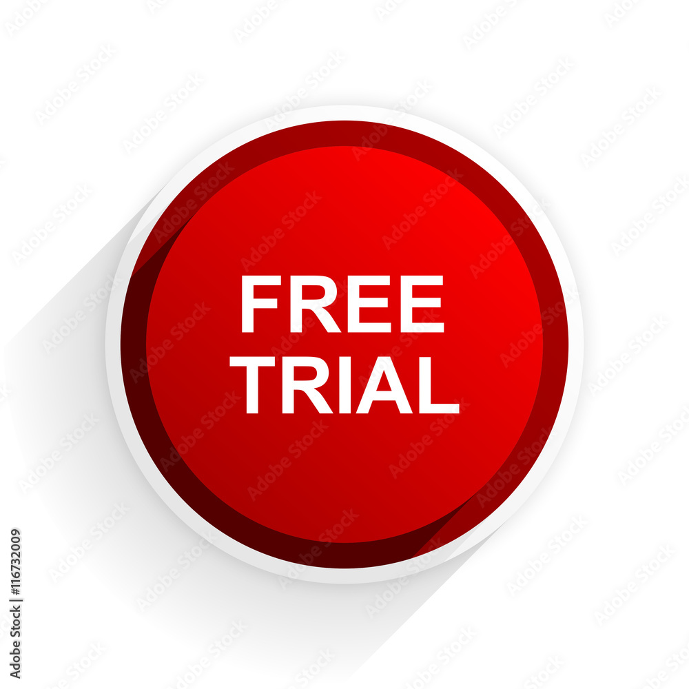 free trial flat icon with shadow on white background, red modern design web element free trial flat icon with shadow on white background, red modern design web element