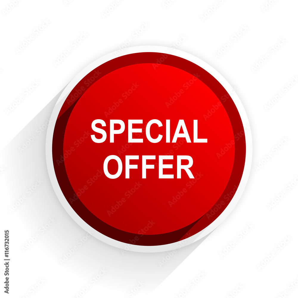 special offer flat icon with shadow on white background, red modern design web element special offer flat icon with shadow on white background, red modern design web element