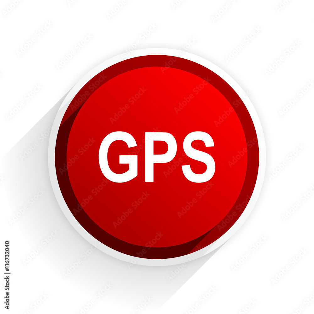 gps flat icon with shadow on white background, red modern design web element gps flat icon with shadow on white background, red modern design web element