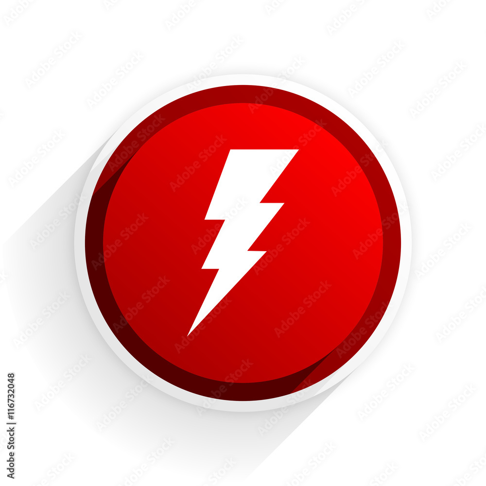bolt flat icon with shadow on white background, red modern design web element bolt flat icon with shadow on white background, red modern design web element
