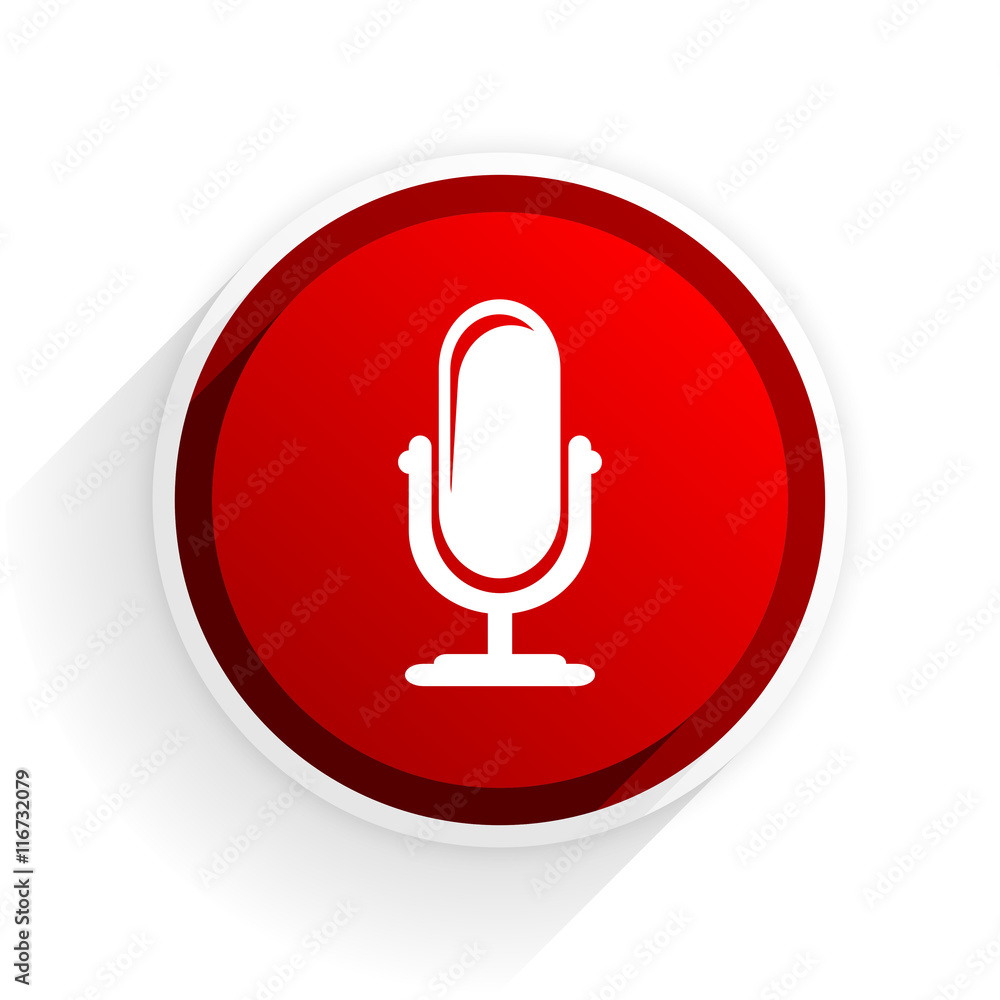 microphone flat icon with shadow on white background, red modern design web element microphone flat icon with shadow on white background, red modern design web element