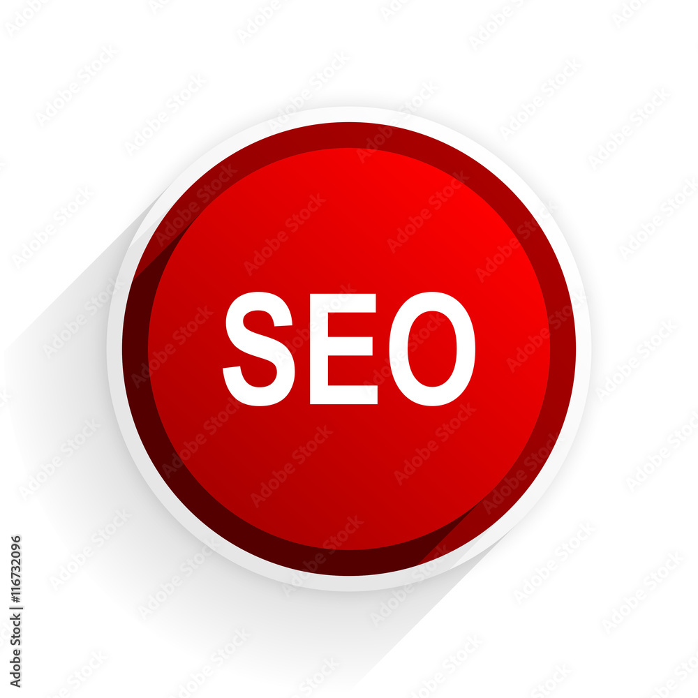 seo flat icon with shadow on white background, red modern design web element seo flat icon with shadow on white background, red modern design web element