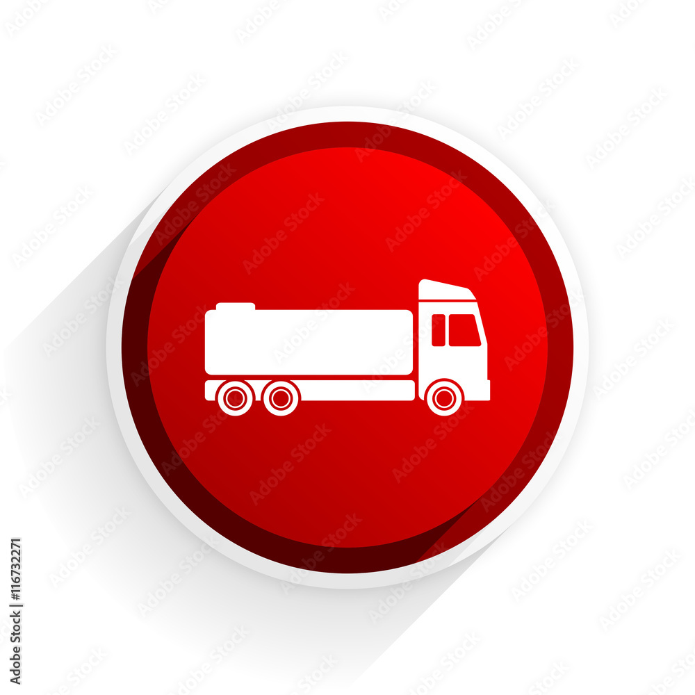 truck flat icon with shadow on white background, red modern design web element truck flat icon with shadow on white background, red modern design web element