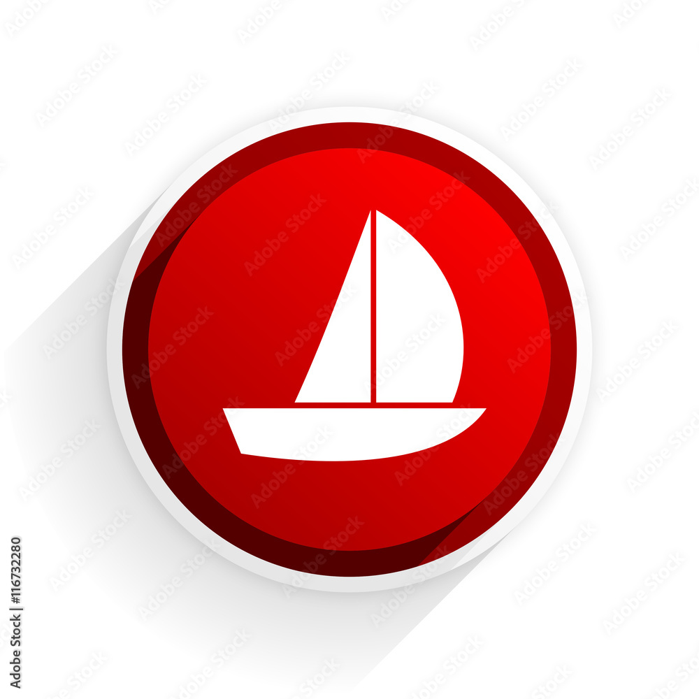 yacht flat icon with shadow on white background, red modern design web element yacht flat icon with shadow on white background, red modern design web element