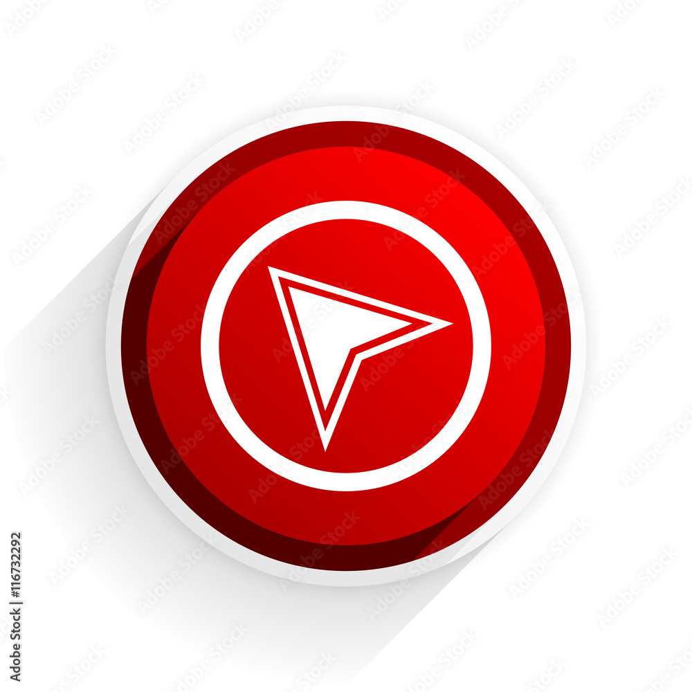 navigation flat icon with shadow on white background, red modern design web element navigation flat icon with shadow on white background, red modern design web element
