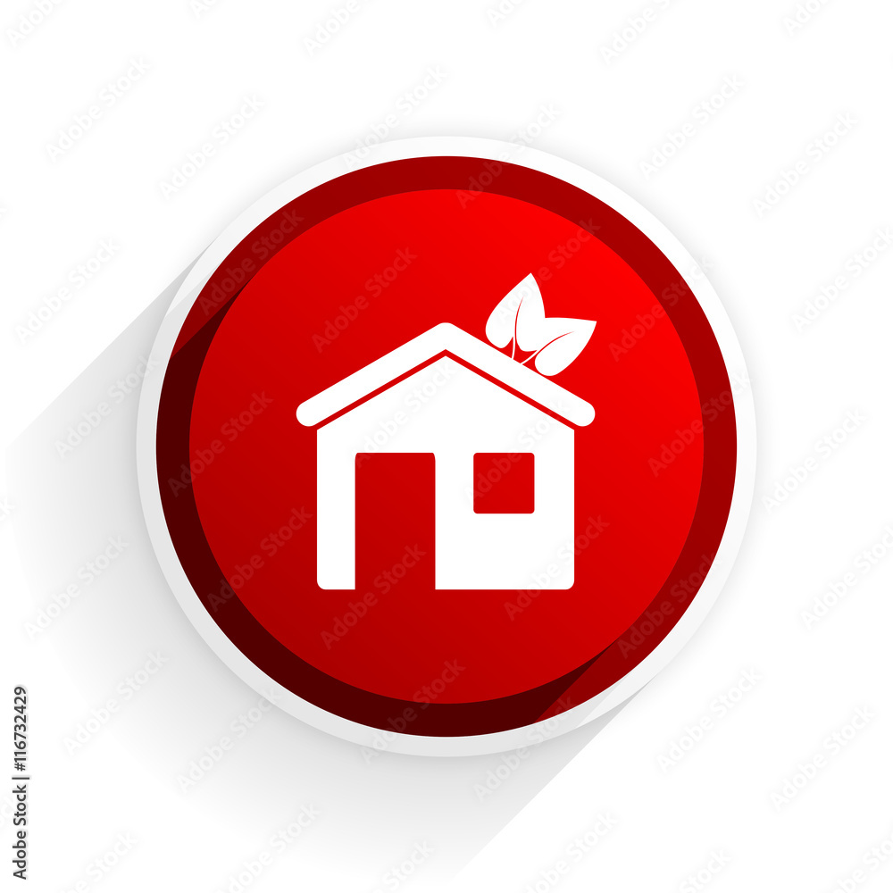 house flat icon with shadow on white background, red modern design web element house flat icon with shadow on white background, red modern design web element