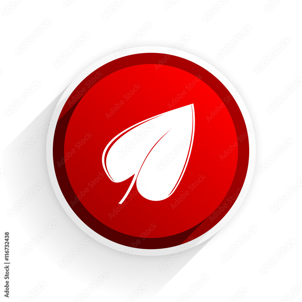 leaf flat icon with shadow on white background, red modern design web element leaf flat icon with shadow on white background, red modern design web element