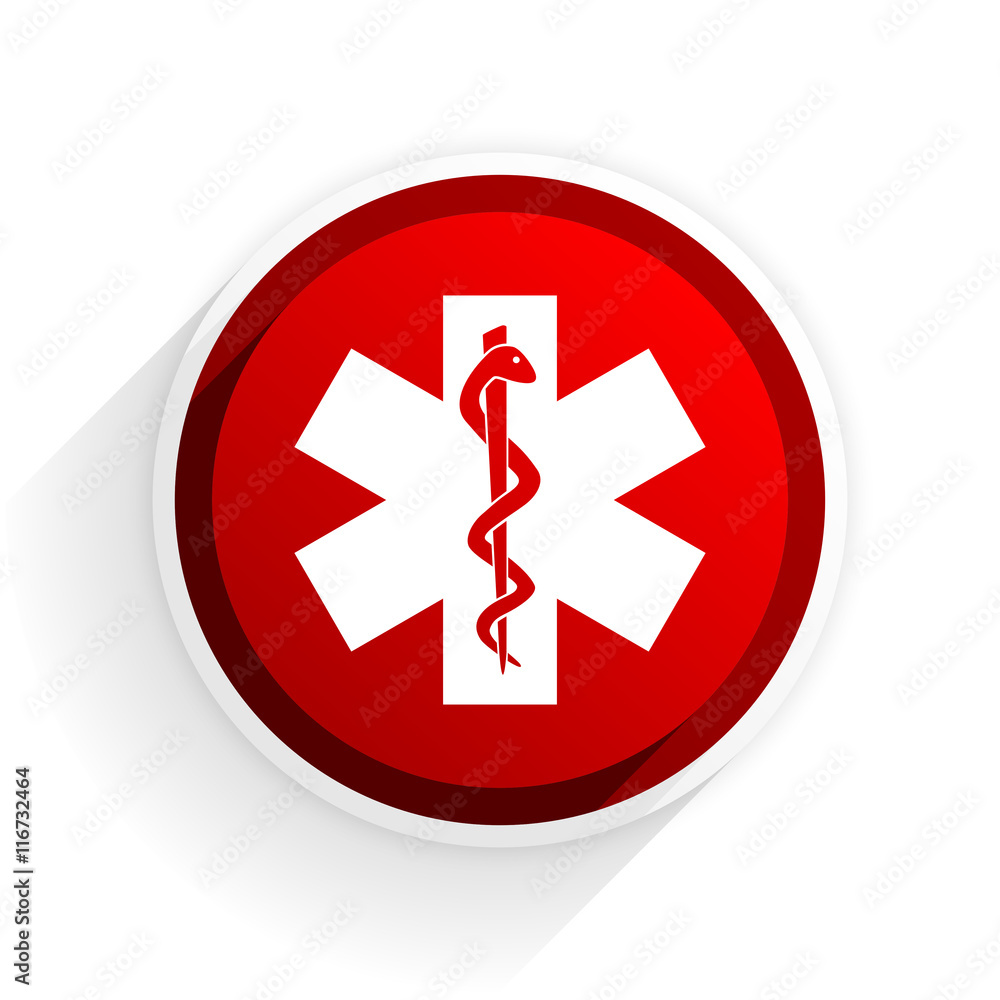 emergency flat icon with shadow on white background, red modern design web element emergency flat icon with shadow on white background, red modern design web element