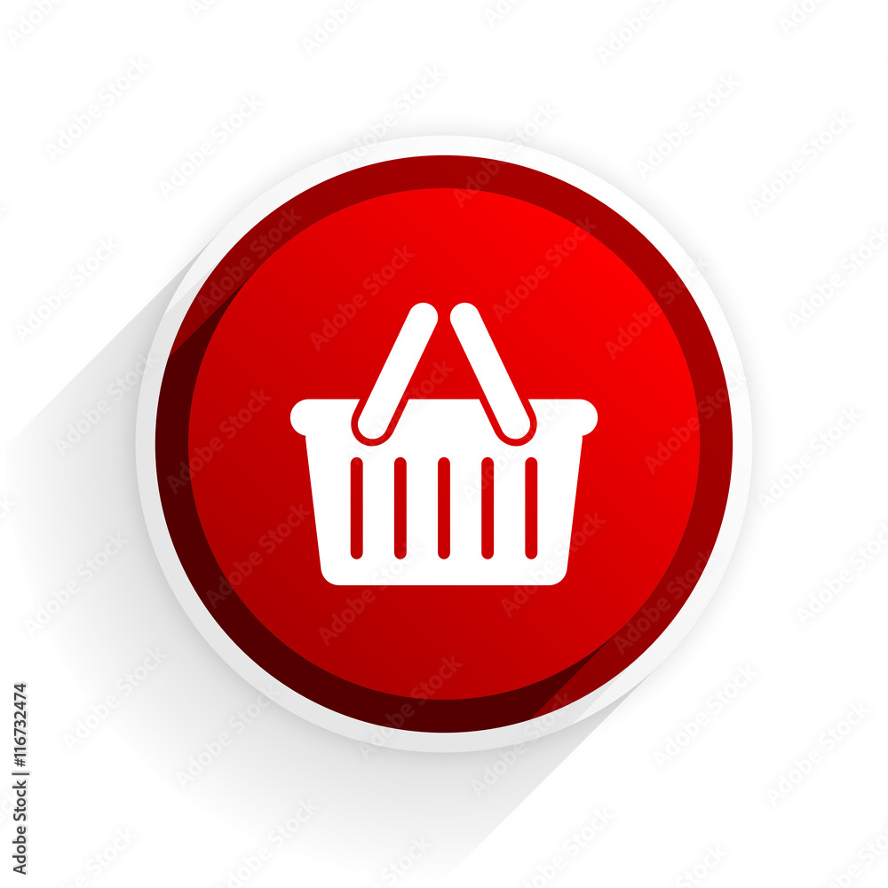 cart flat icon with shadow on white background, red modern design web element cart flat icon with shadow on white background, red modern design web element