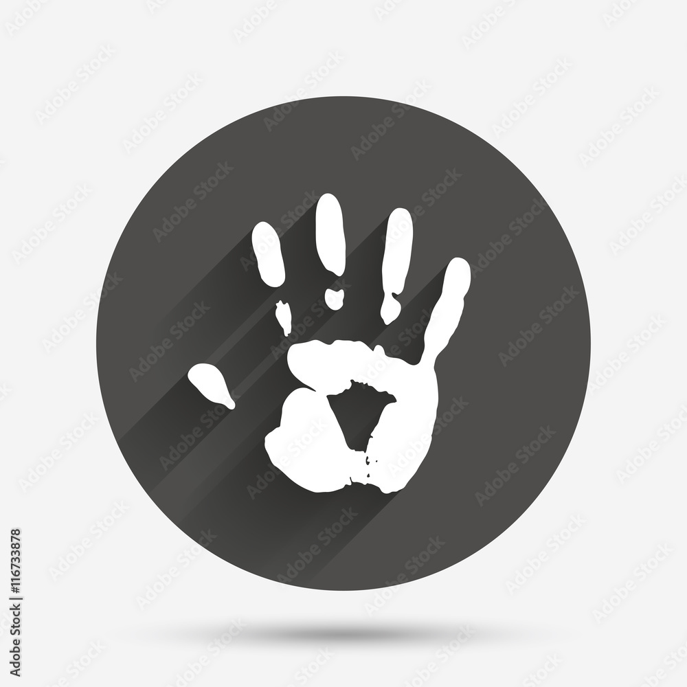 Hand print sign icon. Stop symbol.