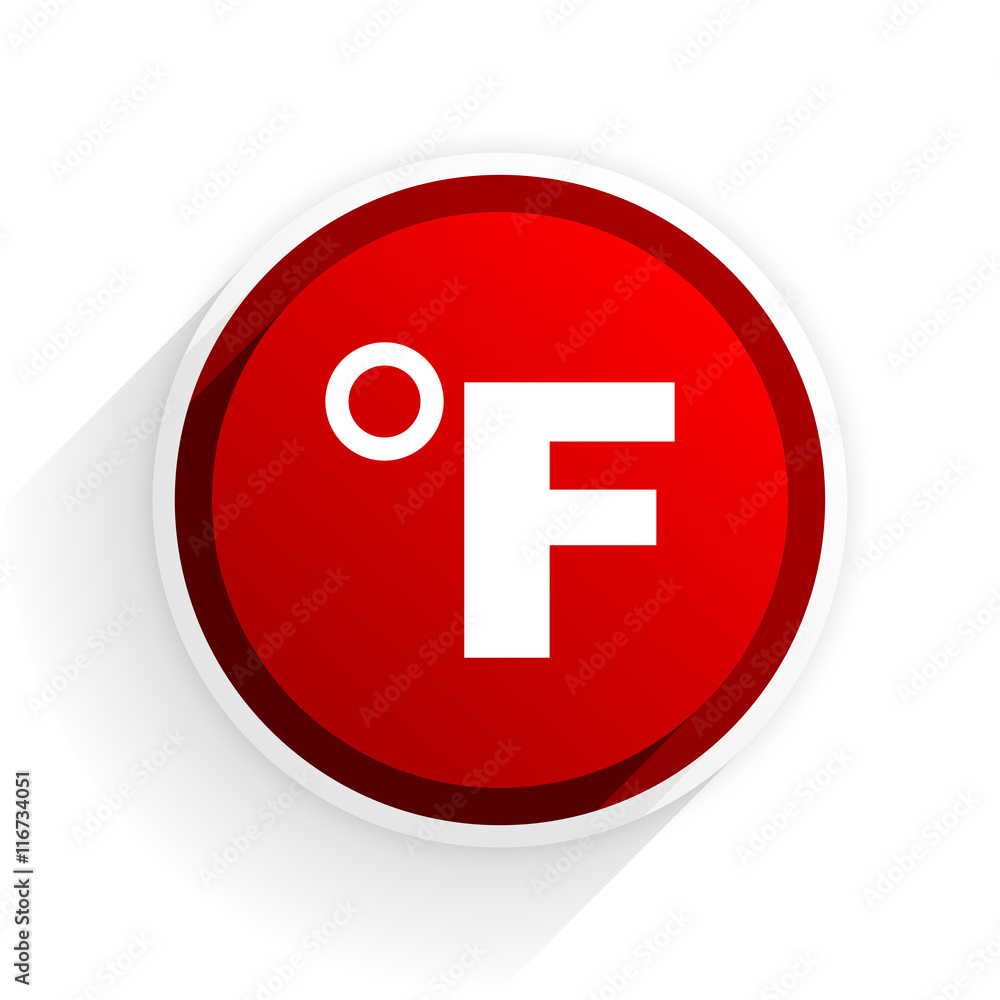 fahrenheit flat icon with shadow on white background, red modern design web element fahrenheit flat icon with shadow on white background, red modern design web element