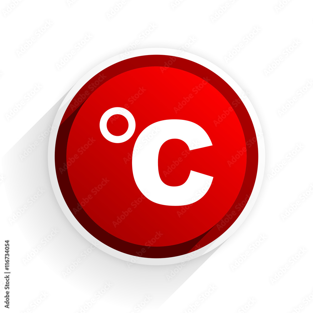 celsius flat icon with shadow on white background, red modern design web element celsius flat icon with shadow on white background, red modern design web element